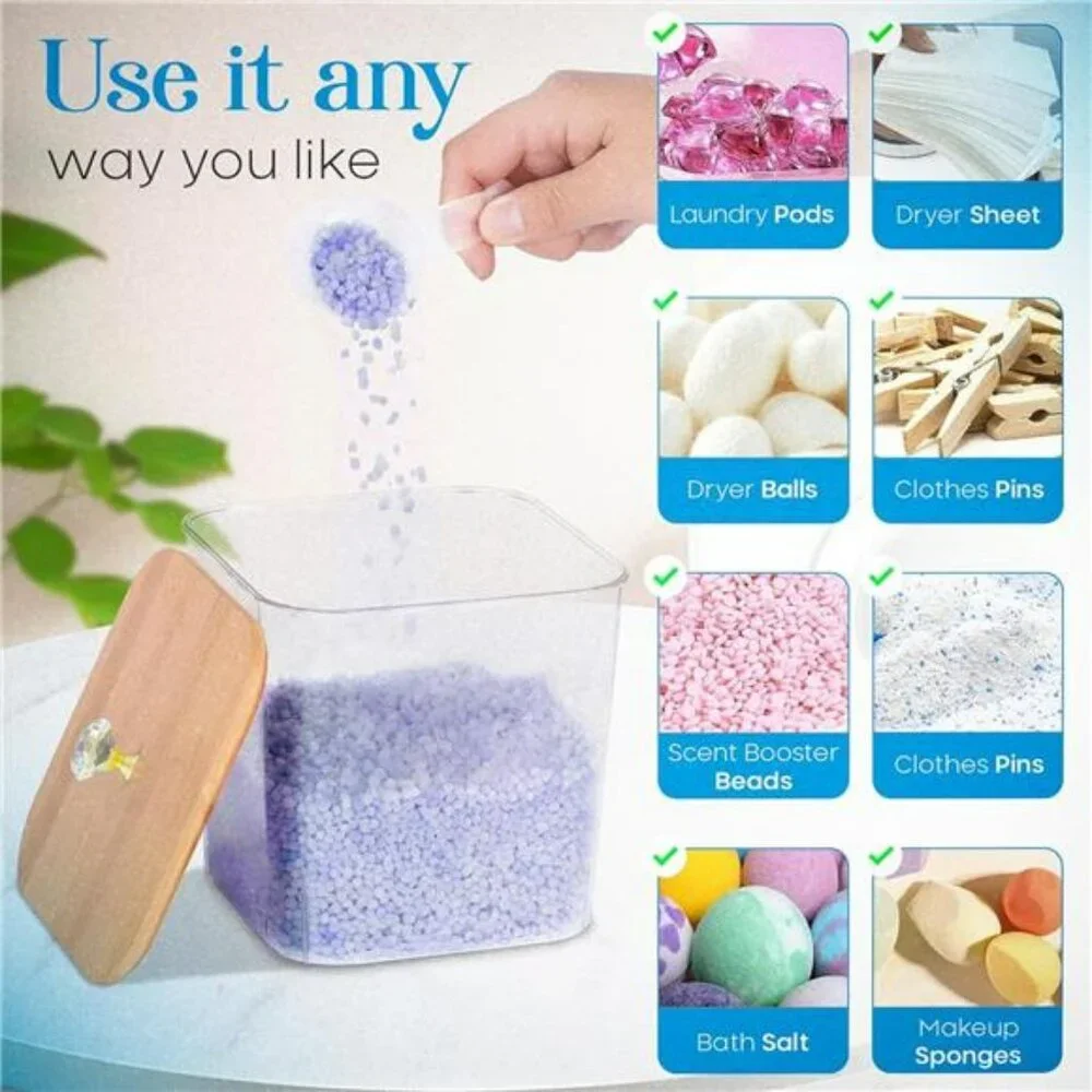Laundry detergent dispenser set with pods container dryer sheet holder storage